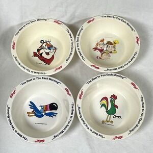 Vintage 1995 Kellogg Plastic Cereal Bowls Nevin International Complete Set of 4